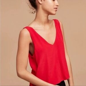 Wilfred Kempner Red Sleeveless Open Back Tank Top Blouse